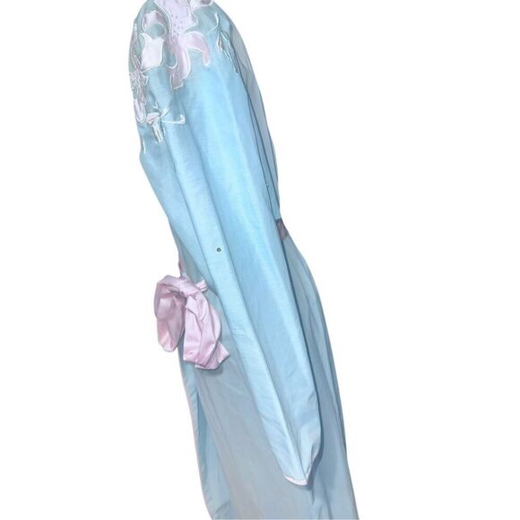 RARE Vintage Natori Neiman Marcus Blue/pink Floral EMBROIDERED Robe. Long sleeve - Picture 8 of 16